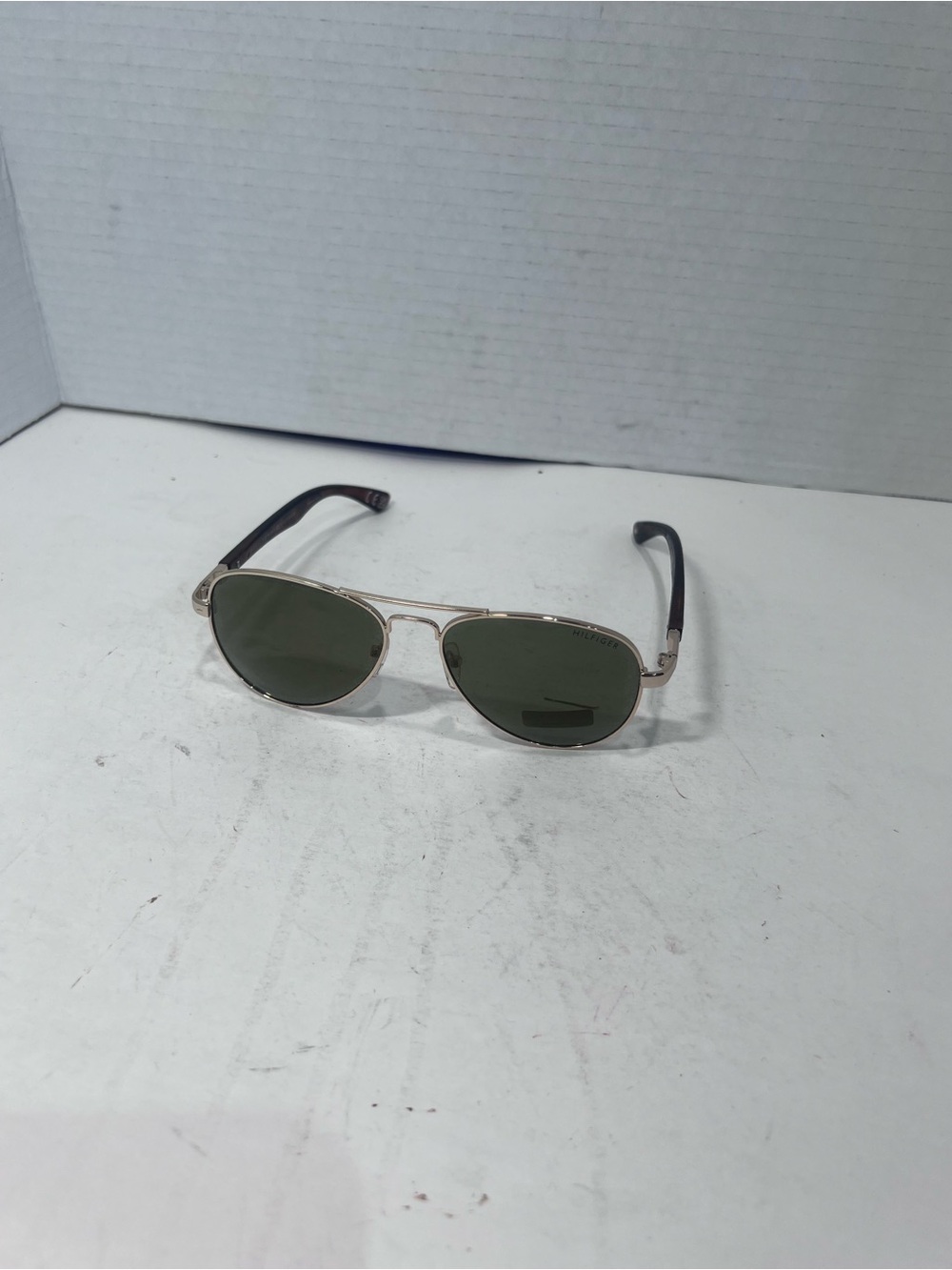 Tommy Hilfiger Silver Frame Sunglasses with Green Lenses